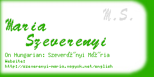 maria szeverenyi business card